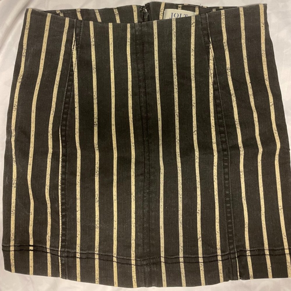 Jolt Black & White Denim Striped Mini Skirt - Size 1
